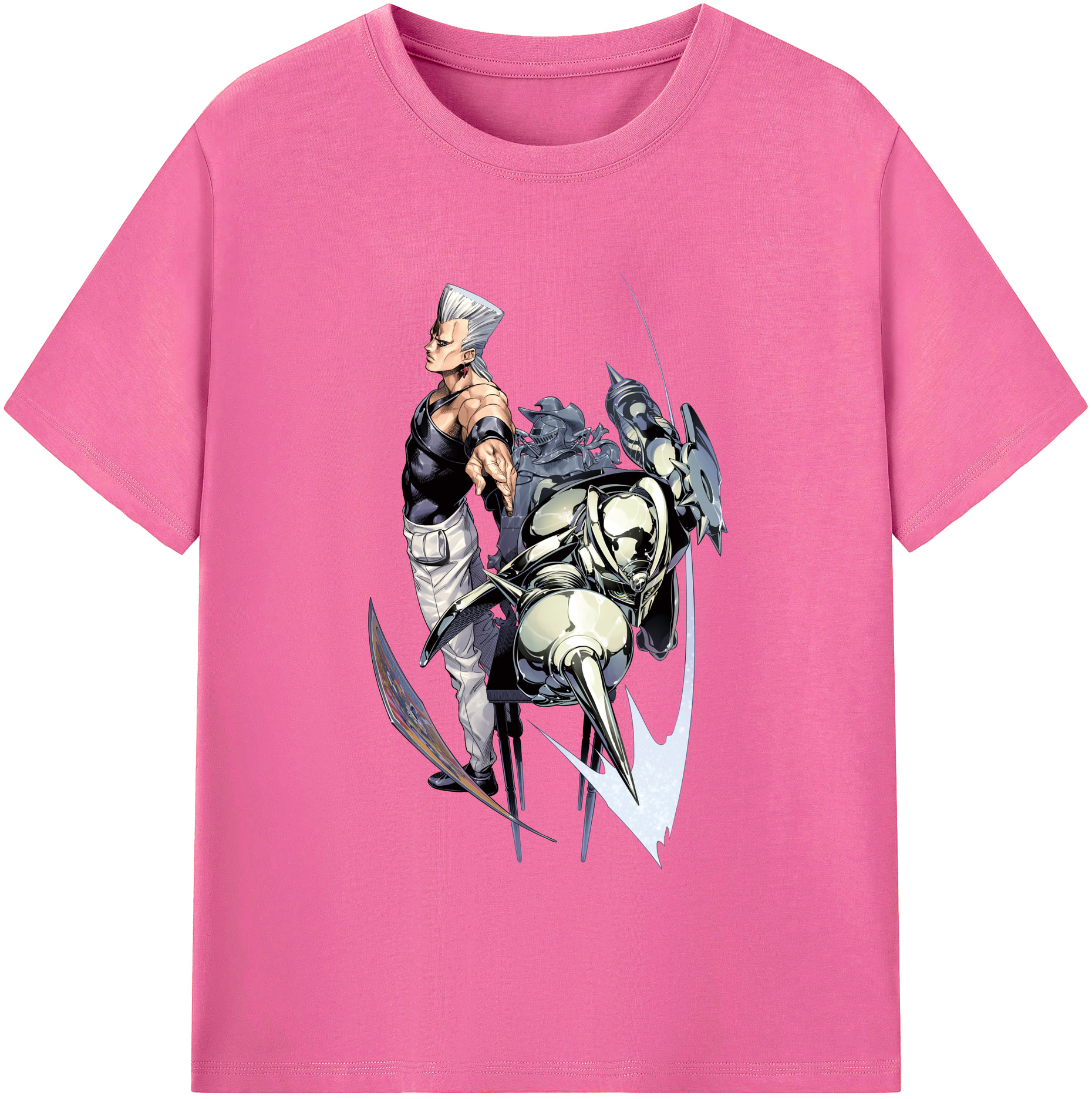 （画像用） ジョジョの奇妙な冒険 ジャン＝ピエール?ポルナレフ JoJo's Bizarre Adventure Jan Pierre Polnareff レディースカジュアルプリントTシャツ（綿100％）